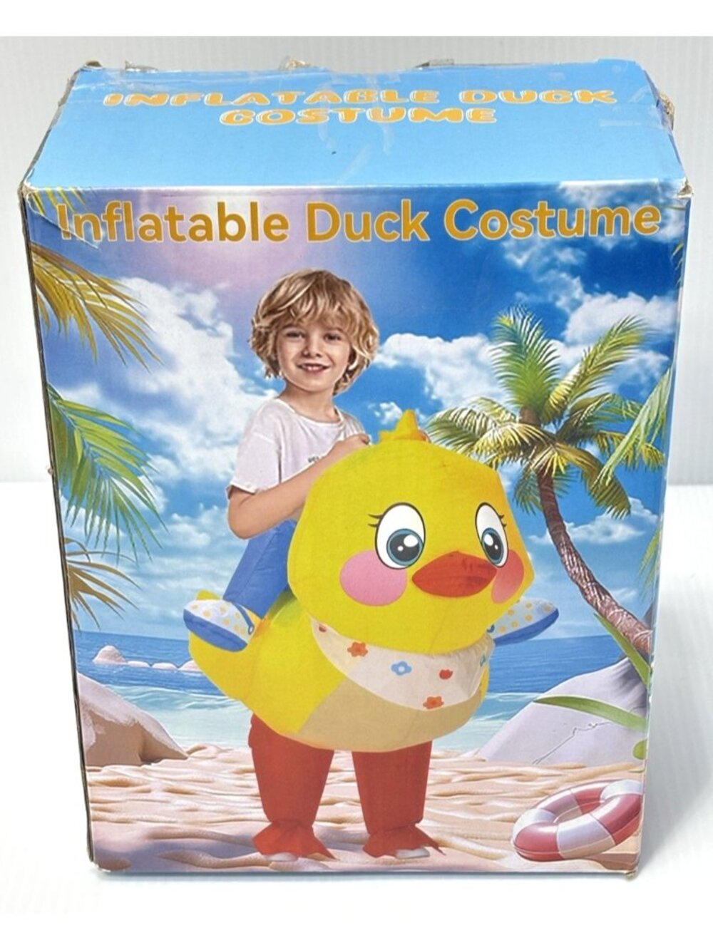 Kids Inflatable Duck Costume - Funny Blow Up Ride-On Suit - Unisex - NEW